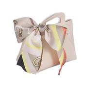 Vetrineinrete® Kit 6 bomboniere a forma di borsetta con foulard portaconfetti per eventi segnaposto sacchetto regalo (Panna)