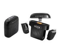 Vetrineinrete® Kit microfoni multifunzione wireless con clip magnete per cellulari live e social con custodia di ricarica e display