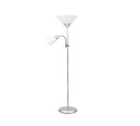 Vetrineinrete® Lampada a piantana da terra con doppio paralume luce orientabile in metallo per salotto (Silver) X12