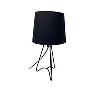 Vetrineinrete® Lampada da comodino treppiedi base in metallo lume da tavolo nero moderno paralume in tessuto abat jour P39