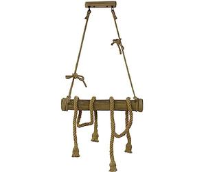 Vetrineinrete® Lampadario a sospensione con corda in canapa vintage 4 portalampada E27 lampada country retro pendente in legno di bamboo arredamento rustico Z30