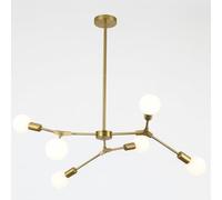 Vetrineinrete® Lampadario a sospensione in bronzo geometrico 6 bracci attacco E27 lampada da soffitto design contemporaneo