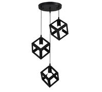 Vetrineinrete® Lampadario da soffitto pendente a sospensione con 3 cubi 3d stile geometrico portalampada e27 (Nero)
