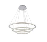 Vetrineinrete® Lampadario Led 132 watt lampada a sospensione bianca 3 anelli con cristalli in acrilico luce fredda 6500k calda 3000k naturale 4000k (Luce Calda 3000k)
