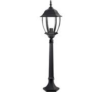 Vetrineinrete® Lampione da giardino con palo lanterna da terra luce per esterno in alluminio e vetro con portalampada E27 ES39 (Nero) A25