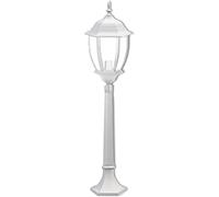 Vetrineinrete® Lampione da giardino con palo lanterna da terra luce per esterno in alluminio e vetro con portalampada E27 per vialetti ES39 (Bianco) P51