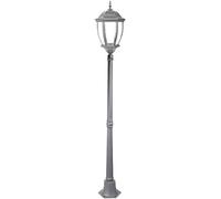 Vetrineinrete® Lampione da giardino con palo lanterna da terra luce per esterno in alluminio e vetro con portalampada E27 grigio
