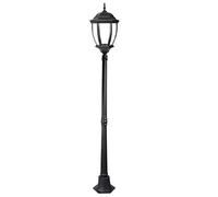 Vetrineinrete® Lampione da giardino con palo lanterna da terra luce per esterno in alluminio e vetro con portalampada E27 ES35-N 178 cm (Nero) X28