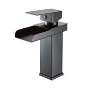 Vetrineinrete® Miscelatore a cascata da lavabo per bagno canna alta leva monocomando rubinetto per lavandino moderno nero (Canna Bassa)