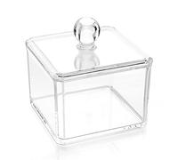 Vetrineinrete® Organizer porta cotton fioc e dischetti struccanti contenitore trasparente quadrato con coperchio richiudibile singolo e doppio accessori arredo bagno (Singolo) D71
