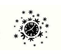 Vetrineinrete® Orologio a Parete Adesivo Sticker componibile Tridimensionale 3D Nero Moderno Decorazione murales Fiori Floreale 0525B P90