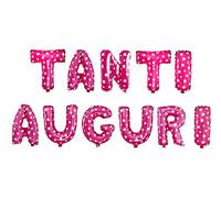 Vetrineinrete® Palloncini Tanti Auguri Scritta Gigante Decorazioni per Festa Party Festone Striscione per Compleanno onomastico Gonfiabile con Cannuccia Vari Colori (Rosa) M29