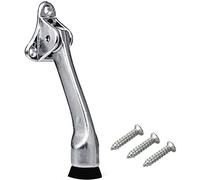 Vetrineinrete® Piede fermaporta in acciaio inox con base in gomma antiscivolo supporto stopper per bloccare la porta 125 mm C36