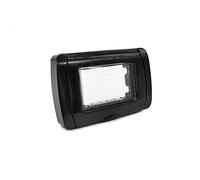 Vetrineinrete® Placca idrobox 3 posti compatibile con vimar plana IP55 coperchio modulo cassetta 503 nera