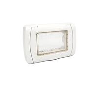 Vetrineinrete® Placca idrobox 4 posti compatibile con vimar plana IP55 coperchio modulo cassetta 503 bianco