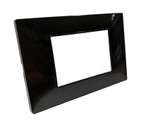 Vetrineinrete® Placchetta per interruttore a 3 4 7 posti nero cassetta 503 compatibile con vimar plana supporto cover (3 Posti)
