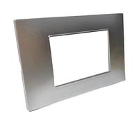 Vetrineinrete® Placchetta per interruttore a 3 4 7 posti silver cassetta 503 compatibile con vimar plana supporto cover (3 Posti)