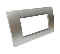 Vetrineinrete® Placchetta per interruttore a 3 4 7 posti silver cassetta 503 compatibile con vimar plana supporto cover (4 Posti)