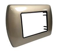 Vetrineinrete® Placchetta per interruttore in metallo a 3 4 7 posti champagne cassetta 503 compatibile con living international supporto cover (3 Posti)