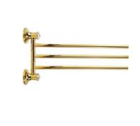 Vetrineinrete® Porta asciugamani da Bagno 3 bracci a Muro in acciaio oro con punto luce cristallo in acrilico accessori bagno