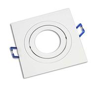Vetrineinrete® Porta faretto ad incasso quadrato acciaio orientabile portafaretto per soffitto supporto faretti con molle foro 92 mm vari colori gu10 (Bianco) F21