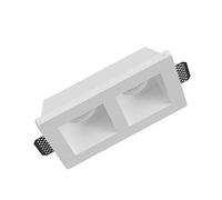 Vetrineinrete® Portafaretto da incasso in gesso a scomparsa doppio diffusore supporto per faretti gu10 e mr16 21,5x12 cm