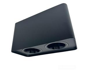 Vetrineinrete® Portafaretto doppio orientabile per montaggio esterno mini plafoniera applique da soffitto per faretto cucina soggiorno (Nero)