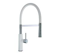 Vetrineinrete® Rubinetto con doccetta in silicone a canna alta miscelatore in da cucina 2 modalità di getto acciaio (Bianco)