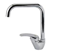Vetrineinrete® Rubinetto da cucina a canna alta quadrata per lavello miscelatore da lavandino orientabile in ottone cromato A62