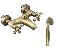 Vetrineinrete® Rubinetto per bagno miscelatore doppio comando lavabo bidet vasca doccia in ottone bronzo opaco (Vasca) D3