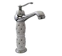 Vetrineinrete® Rubinetto per lavabo con brillantini miscelatore bagno monoforo argento (Alto) F68
