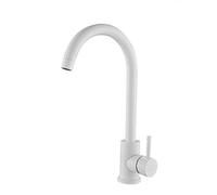 Vetrineinrete® Rubinetto per lavello da cucina a canna alta bianco miscelatore per lavandino orientabile