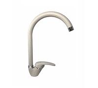 Vetrineinrete® Rubinetto per lavello da cucina a canna alta miscelatore monocomando per lavandino monoforo bianco opaco o fragranite (Fragranite avena)