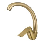 Vetrineinrete® Rubinetto per lavello da cucina a canna alta miscelatore per lavandino a una e due vasche orientabile (Oro Satinato)