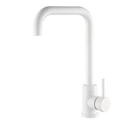 Vetrineinrete® Rubinetto per lavello da cucina a canna alta quadrata miscelatore per lavandino orientabile (Bianco)