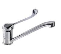 Vetrineinrete® Rubinetto per lavello da cucina con maniglia a leva lunga a canna bassa miscelatore per lavandino orientabile 360° acqua calda e fredda girevole in ottone cromato 69206 B46