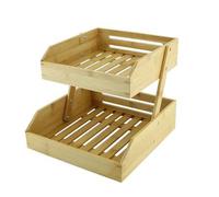 Vetrineinrete® Scaffale multiuso in legno 2 3 livelli per cucina bagno portaoggetti cesto per frutta verdura portapane (2 Livelli)