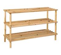 Vetrineinrete® Scarpiera Orizzontale portascarpe scaffale Organizer Scarpe salvaspazio impilabile Panca in Legno 74599 (3 Ripiani)