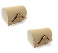 Vetrineinrete® Scatola a Forma di Baule in bambù Kraft 2 Pezzi scatolina Personalizzabile con decoupage Astuccio Cofanetto portagioielli M16