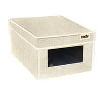 Vetrineinrete® Scatola portadocumenti di archiviazione da ufficio organizer per archivio documenti contenitore box beige o grigio P86 (Beige, 25x35x16 cm)