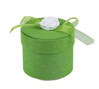 Vetrineinrete® Scatolina portaconfetti Rotonda per Promessa di Matrimonio bomboniere segnaposto in Tessuto Verde