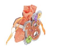 Vetrineinrete® Set 12 bomboniere in legno con sacchetto scatoline decorative portaconfetti per compleanno 18 anni (Arancione)