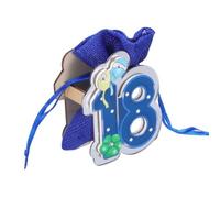 Vetrineinrete® Set 12 bomboniere in legno con sacchetto scatoline decorative portaconfetti per compleanno 18 anni (Blu)