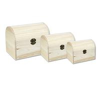 vetrineinrete® Set 3 scatole in Legno per Decorazione Baule per decoupage Scatola portagioie bauletti Multiuso matrioska Personalizzabile Cofanetto per Gioielli Contenitore portaoggetti 53401 C42