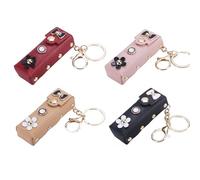 Vetrineinrete® Set 4 Porta Rossetto Ecopelle Decorato con Porta Chiavi Integrato Borsetta bomboniera per Feste Idea Regalo