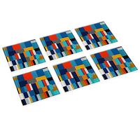 Vetrineinrete® Set 6 sotto bicchieri in vetro da tavola quadrati con decorazione astratte 10x10 cm