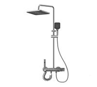 Vetrineinrete® Set colonna doccia termostatica 4 vie soffione grande doccetta rubinetto idroscopino miscelatore con ripiano integrato design moderno cromato