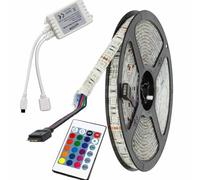 Vetrineinrete® Striscia led smd 5050 rgb multicolore strip 5 metri 300 led con telecomando e centralina IP55 per esterno waterproof impermeabile adesiva illuminazione per casa negozio 5050-D-RGB D44