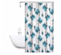Vetrineinrete® Tenda moderna per doccia vasca da bagno impermeabile pvc 12 ganci decorazione fiori blu 200x240 cm