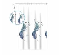 Vetrineinrete® Tenda per doccia vasca da bagno impermeabile pvc 12 ganci con fondo bianco decorata con piume 240x200 cm